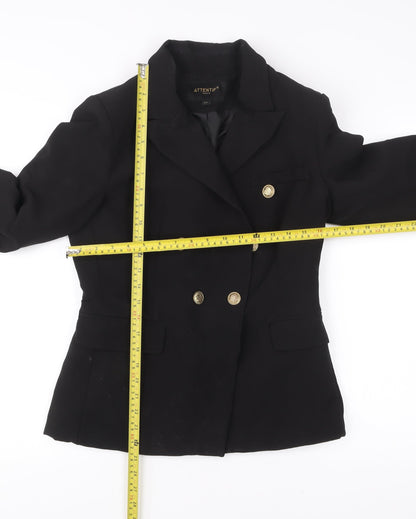 Attentif Paris Womens Black Size 12 Double-Breasted Suit Jacket