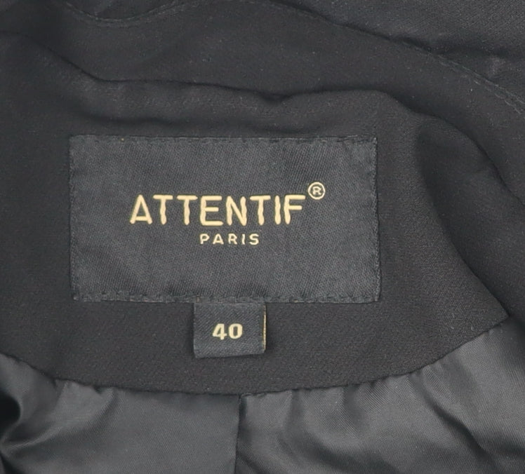 Attentif Paris Womens Black Size 12 Double-Breasted Suit Jacket