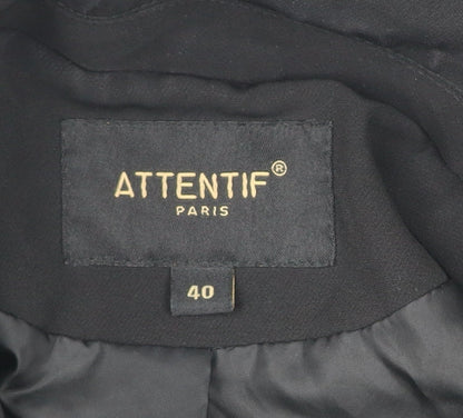 Attentif Paris Womens Black Size 12 Double-Breasted Suit Jacket
