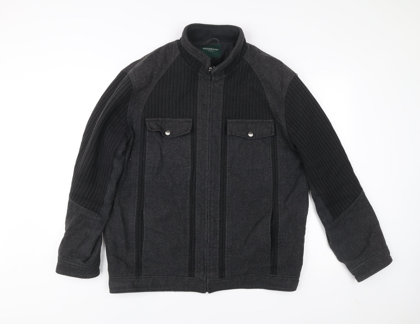 Greenwoods Mens Black Wool Blend Zip Jacket Size L Casual Workwear