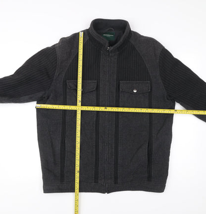 Greenwoods Mens Black Wool Blend Zip Jacket Size L Casual Workwear
