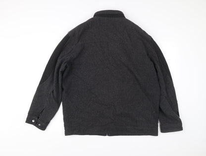 Greenwoods Mens Black Wool Blend Zip Jacket Size L Casual Workwear
