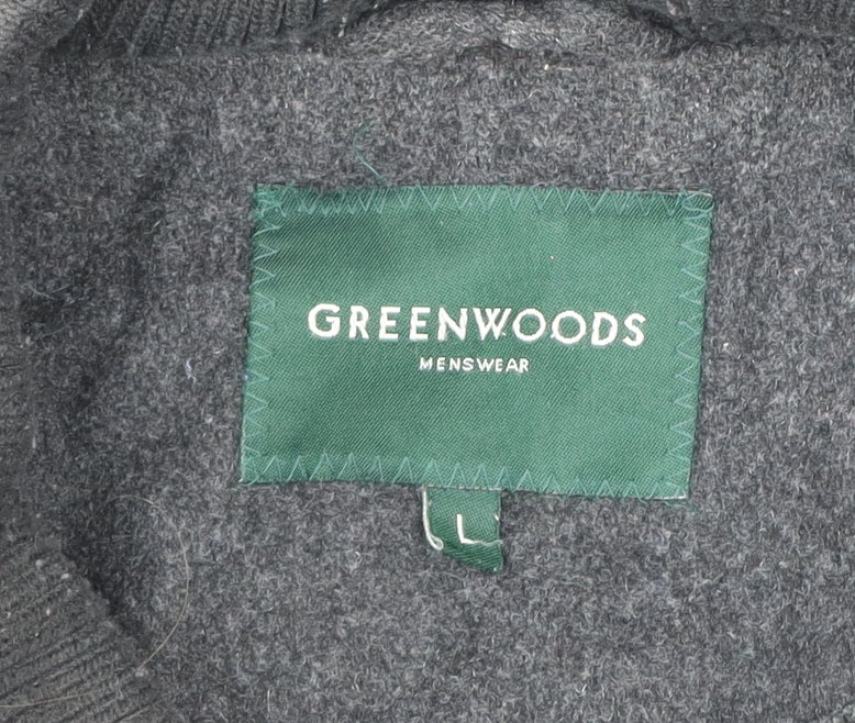 Greenwoods Mens Black Wool Blend Zip Jacket Size L Casual Workwear