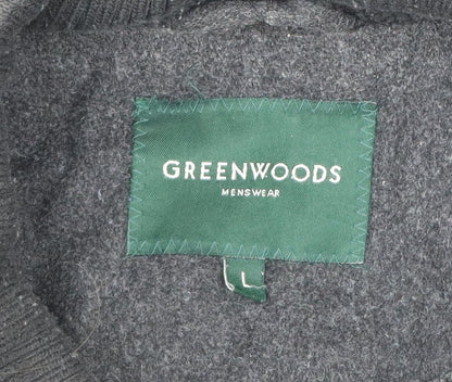 Greenwoods Mens Black Wool Blend Zip Jacket Size L Casual Workwear
