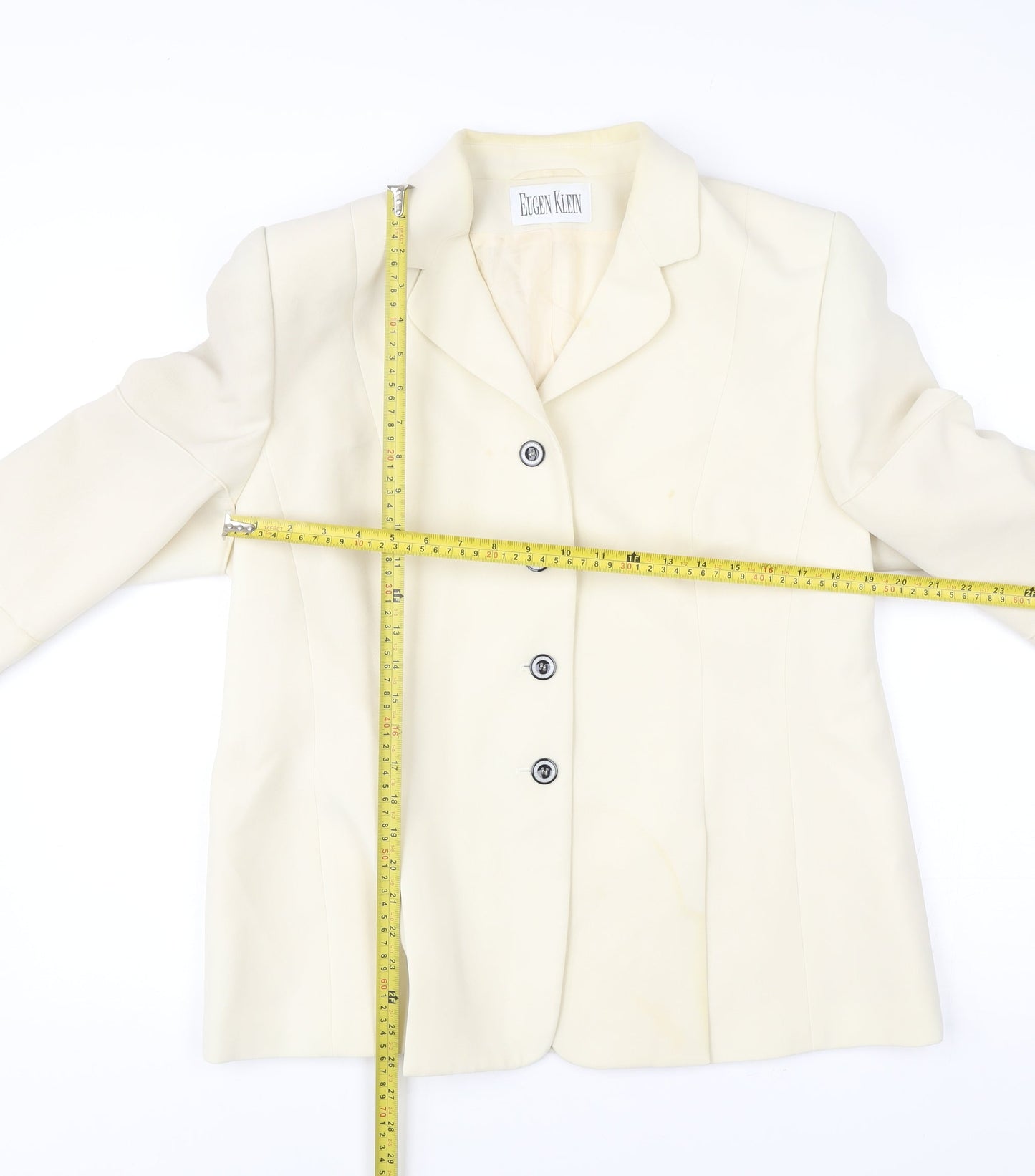 Eugen Klein Womens Ivory Polyester Blazer Size 18 Smart Formal Jacket