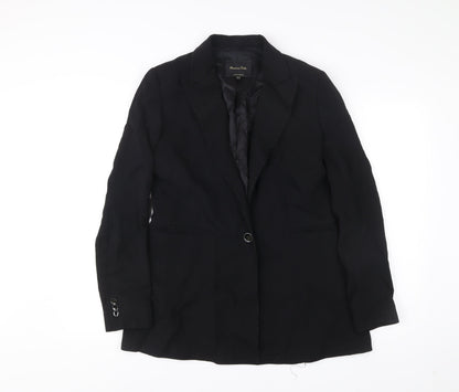 Massimo Dutti Womens Black Size 14 Tailored Notch Lapel Blazer Jacket