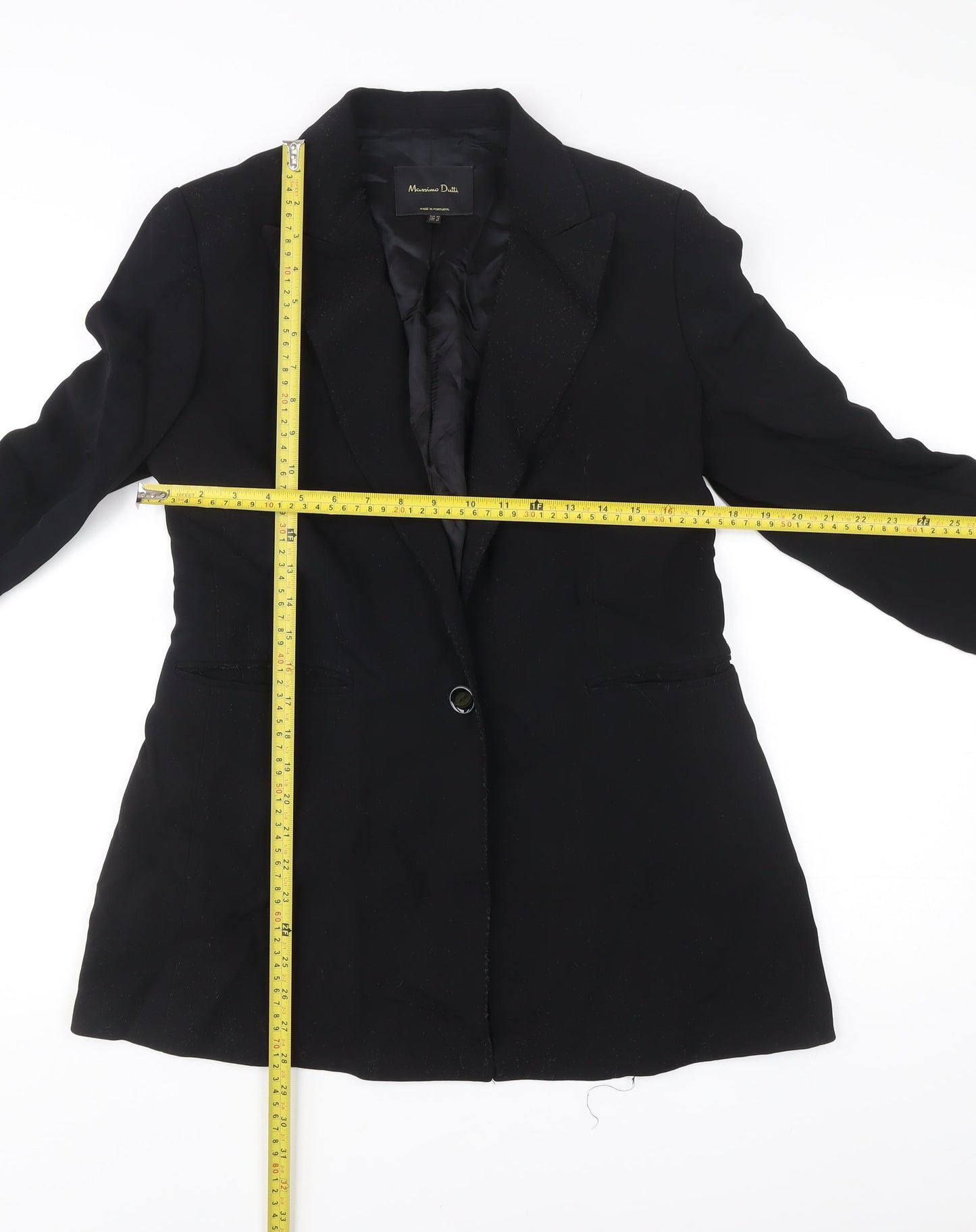 Massimo Dutti Womens Black Size 14 Tailored Notch Lapel Blazer Jacket