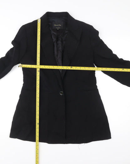 Massimo Dutti Womens Black Size 14 Tailored Notch Lapel Blazer Jacket