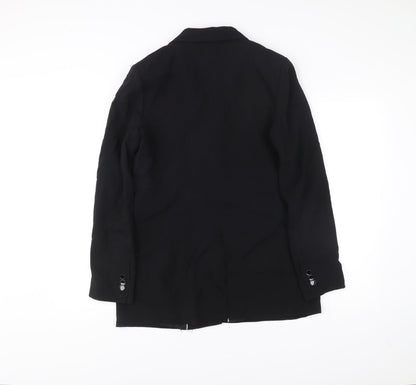 Massimo Dutti Womens Black Size 14 Tailored Notch Lapel Blazer Jacket