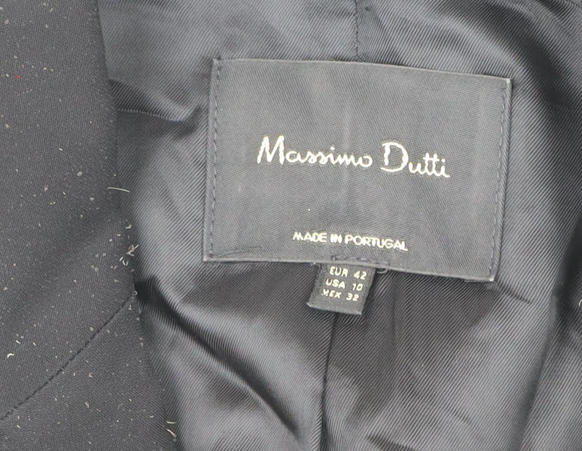 Massimo Dutti Womens Black Size 14 Tailored Notch Lapel Blazer Jacket