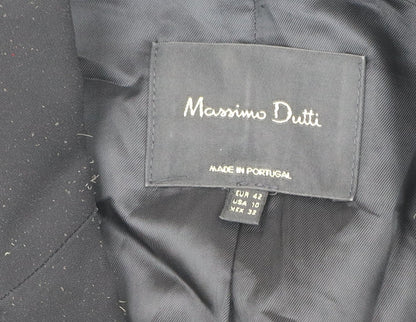Massimo Dutti Womens Black Size 14 Tailored Notch Lapel Blazer Jacket