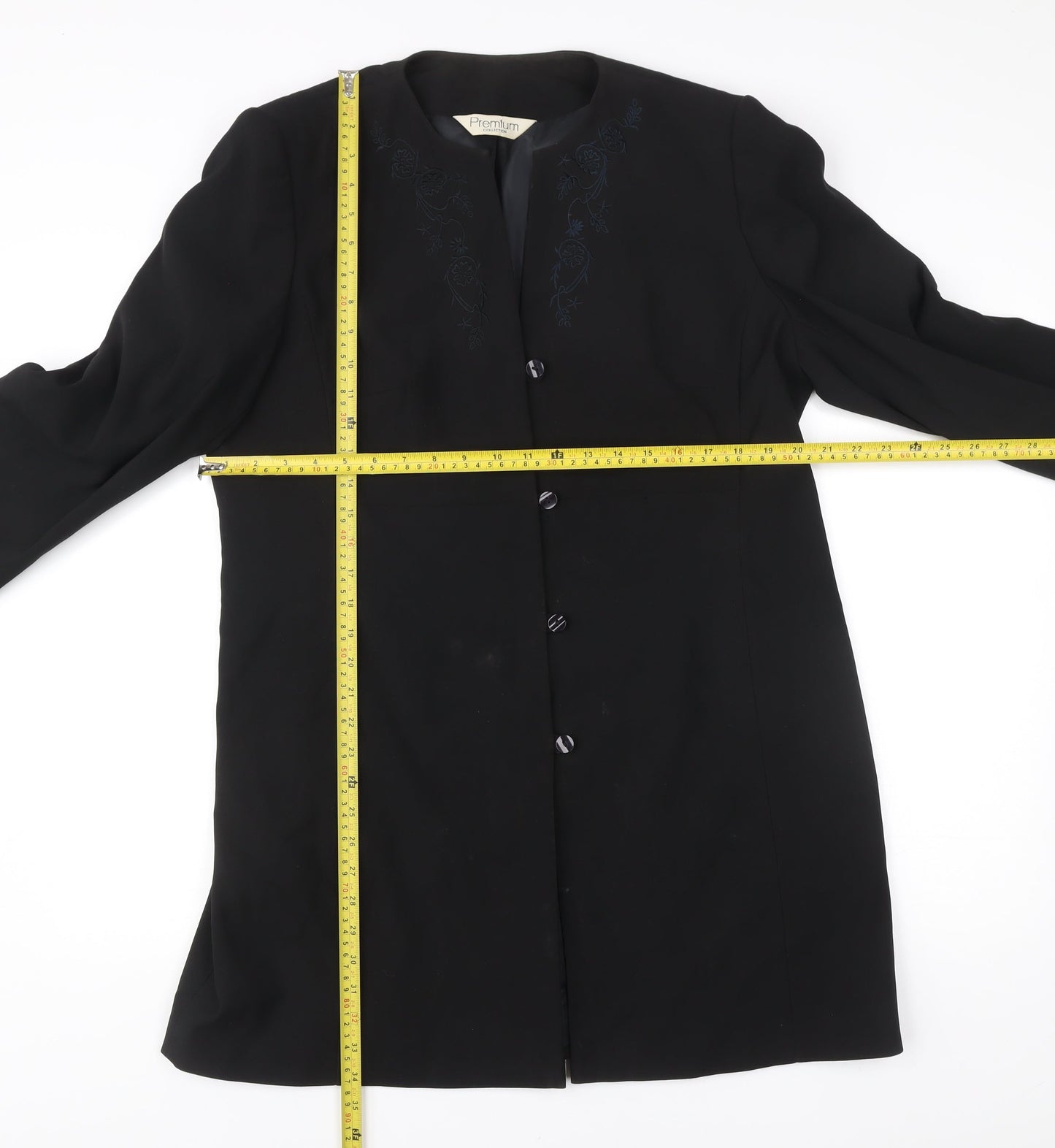 Premium Collection Women’s Black Long Coat UK 18 Overcoat Formal