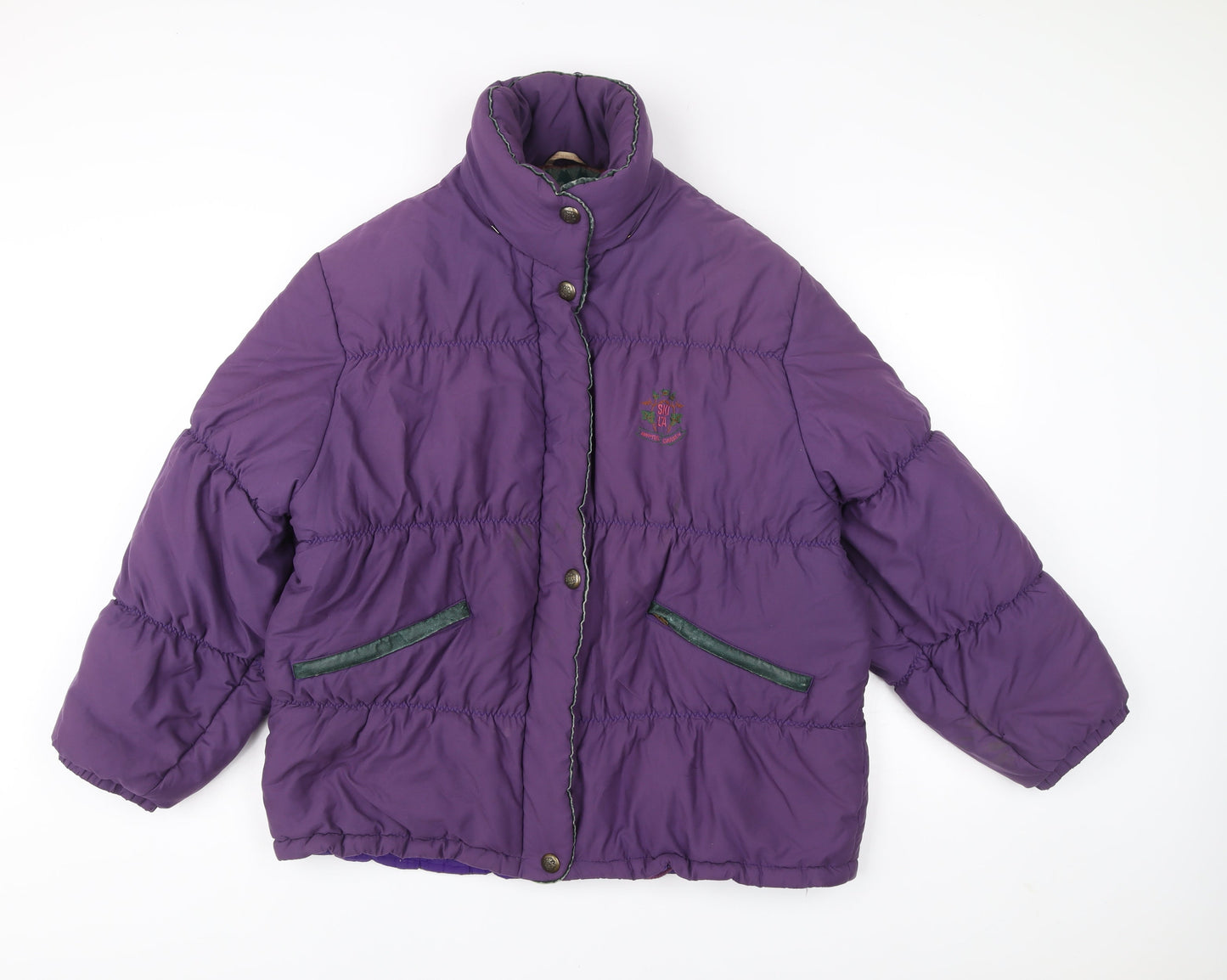 Skila Womens Purple Puffer Jacket Size 10 Winter Quilted Coat