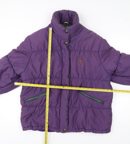 Skila Womens Purple Puffer Jacket Size 10 Winter Quilted Coat