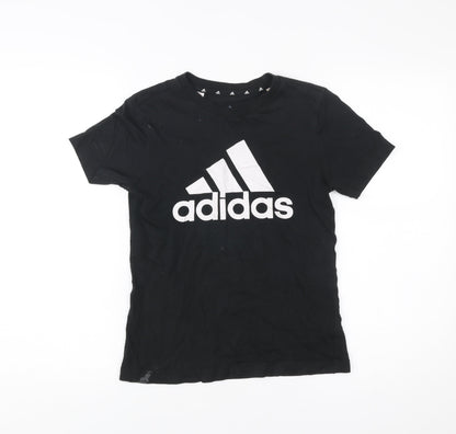 Adidas Boys Black Logo T-Shirt 11-12 Years Short Sleeve Sports Top