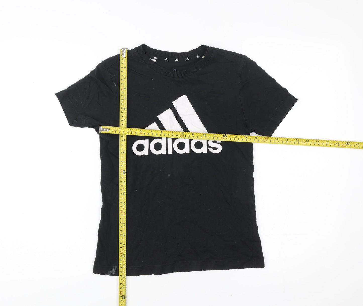 Adidas Boys Black Logo T-Shirt 11-12 Years Short Sleeve Sports Top