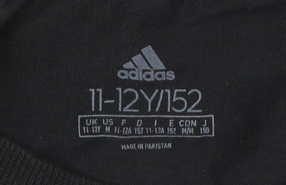 Adidas Boys Black Logo T-Shirt 11-12 Years Short Sleeve Sports Top