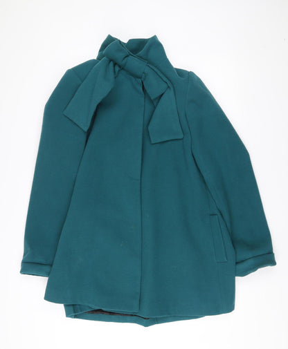 New Look Women’s Green Bow Tie Mid-Length Coat Size 12