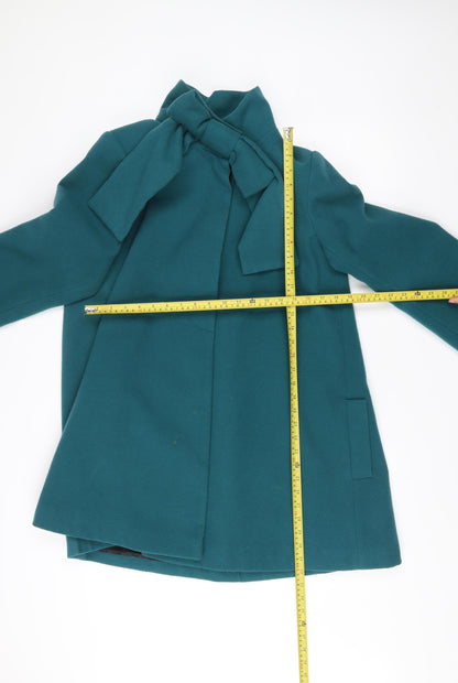 New Look Women’s Green Bow Tie Mid-Length Coat Size 12