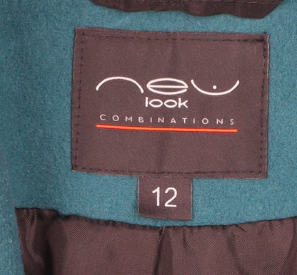 New Look Women’s Green Bow Tie Mid-Length Coat Size 12