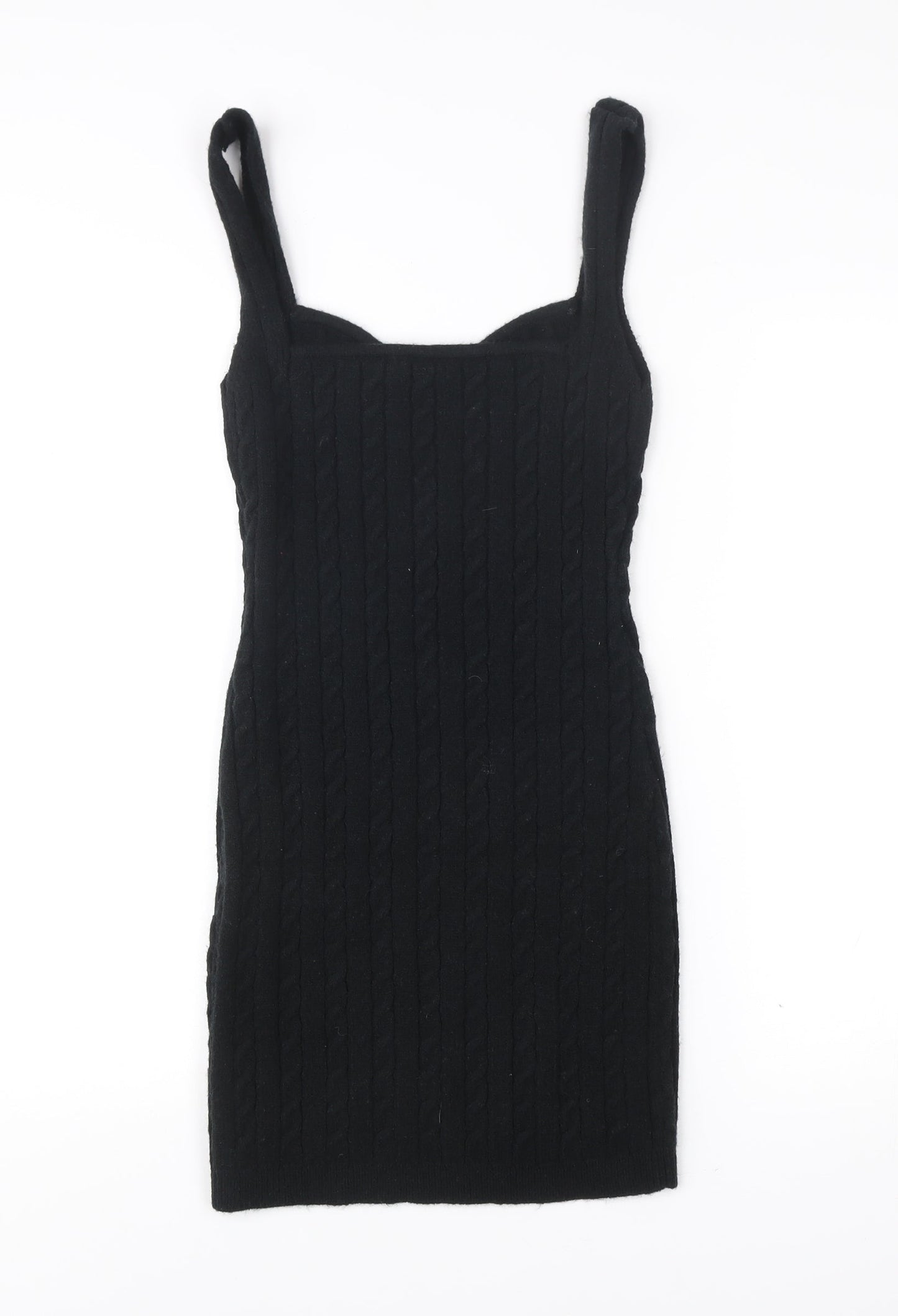 Boohoo Women’s Black Bodycon Cable Knit Dress UK 8 Sleeveless Party