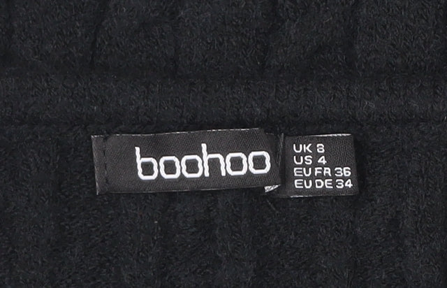 Boohoo Women’s Black Bodycon Cable Knit Dress UK 8 Sleeveless Party