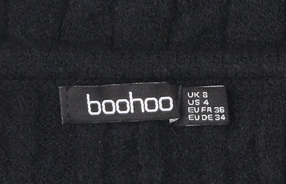 Boohoo Women’s Black Bodycon Cable Knit Dress UK 8 Sleeveless Party