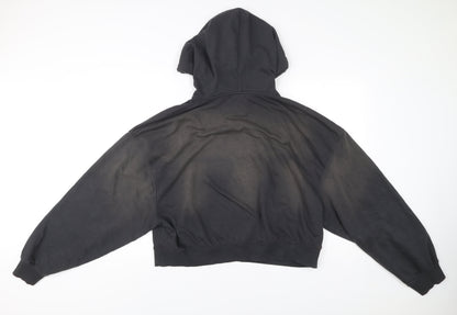 Bershka Womens Black L Hoodie Pullover NYC Graphic Cotton Blend