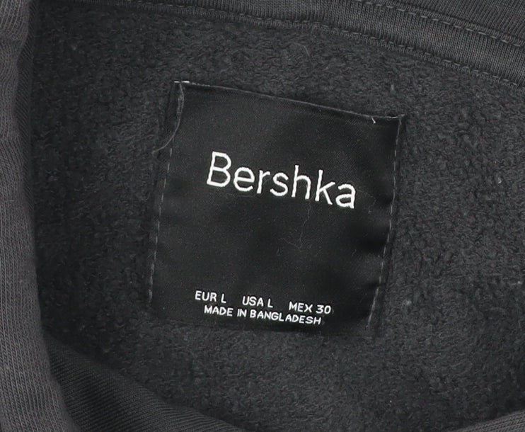 Bershka Womens Black L Hoodie Pullover NYC Graphic Cotton Blend