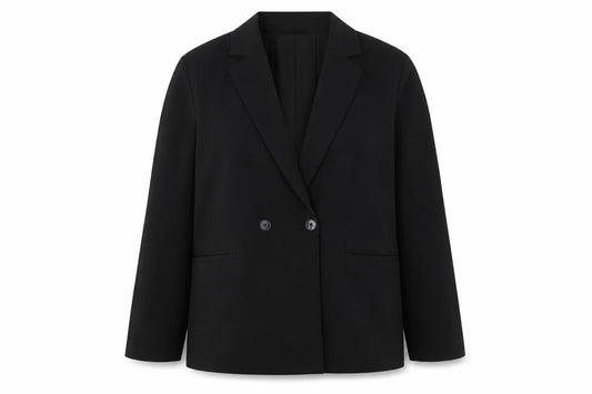 Bershka Womens Black Blazer Size L Double-Breasted Notch Lapel Workwear Jacket