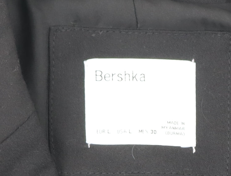 Bershka Womens Black Blazer Size L Double-Breasted Notch Lapel Workwear Jacket