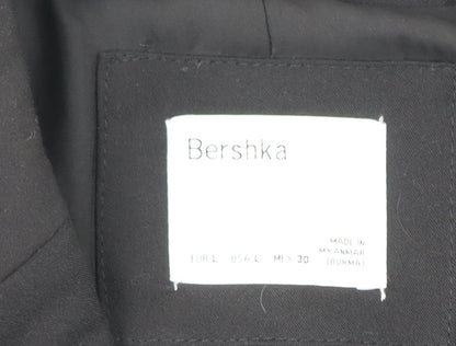 Bershka Womens Black Blazer Size L Double-Breasted Notch Lapel Workwear Jacket