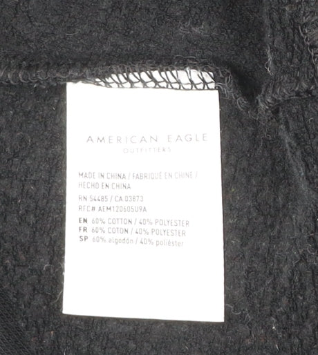 American Eagle Mens Black L Pullover Sweatshirt Crew Neck