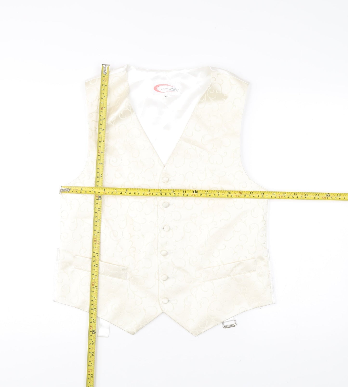 FormalTailor Men’s Ivory Satin Waistcoat 40R Wedding Party