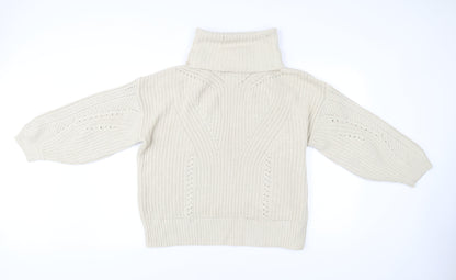 Topshop Women’s Beige Roll Neck Chunky Knit Jumper Size M