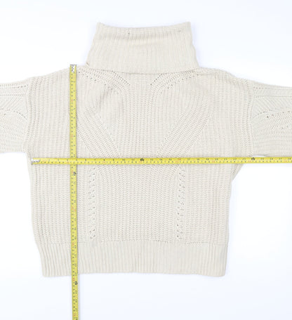 Topshop Women’s Beige Roll Neck Chunky Knit Jumper Size M