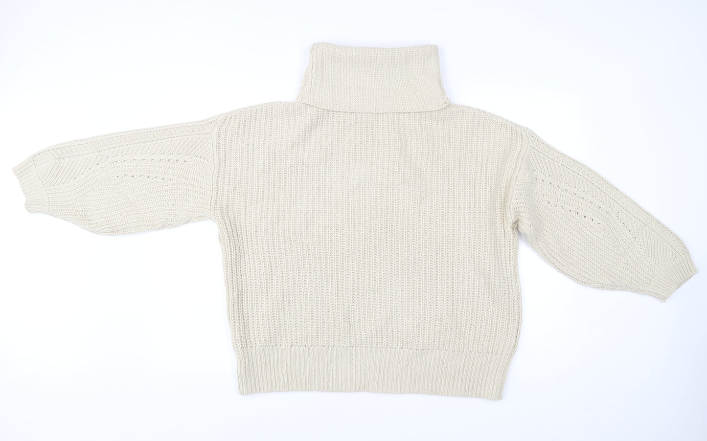 Topshop Women’s Beige Roll Neck Chunky Knit Jumper Size M