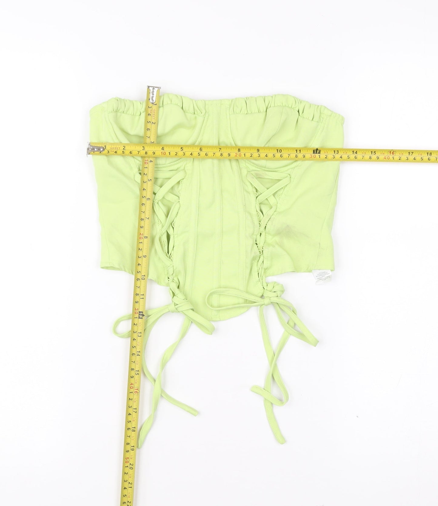 PrettyLittleThing Women’s Green Size 10 Strapless Corset Top