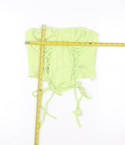 PrettyLittleThing Women’s Green Size 10 Strapless Corset Top