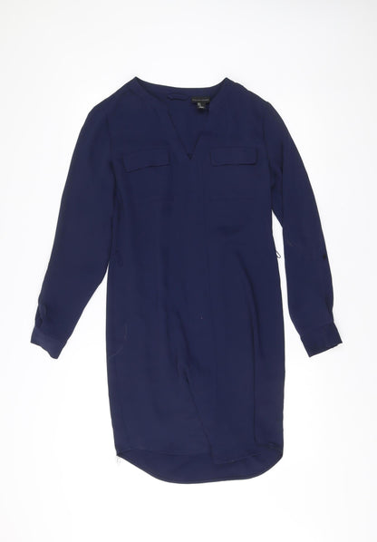 Adrienne Vittadini Women’s Blue Shift Dress Size 6 Long Sleeve Workwear