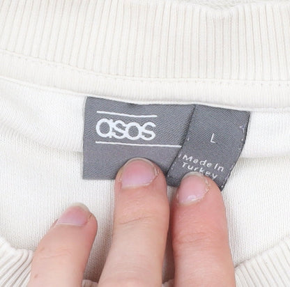 ASOS Men’s Beige Crew Neck Pullover Sweatshirt Size L