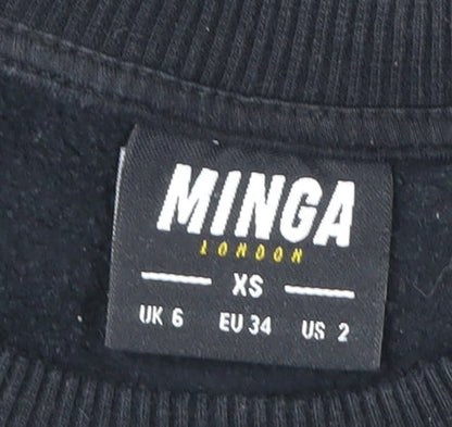 Minga London Womens Black Angel Print Fragile Sweatshirt XS UK 6