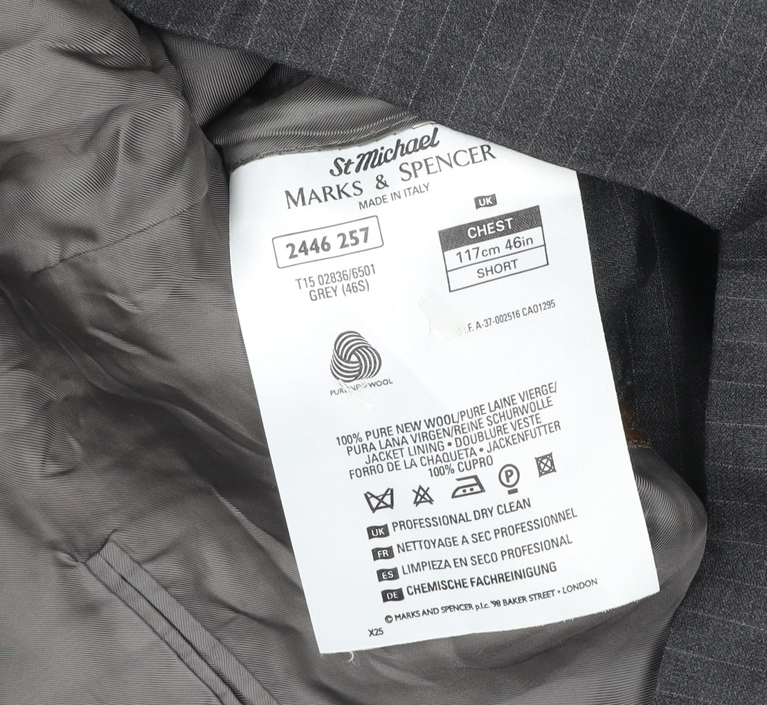 Marks & Spencer Men’s Grey 46S Wool Pinstripe Blazer Jacket