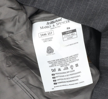 Marks & Spencer Men’s Grey 46S Wool Pinstripe Blazer Jacket