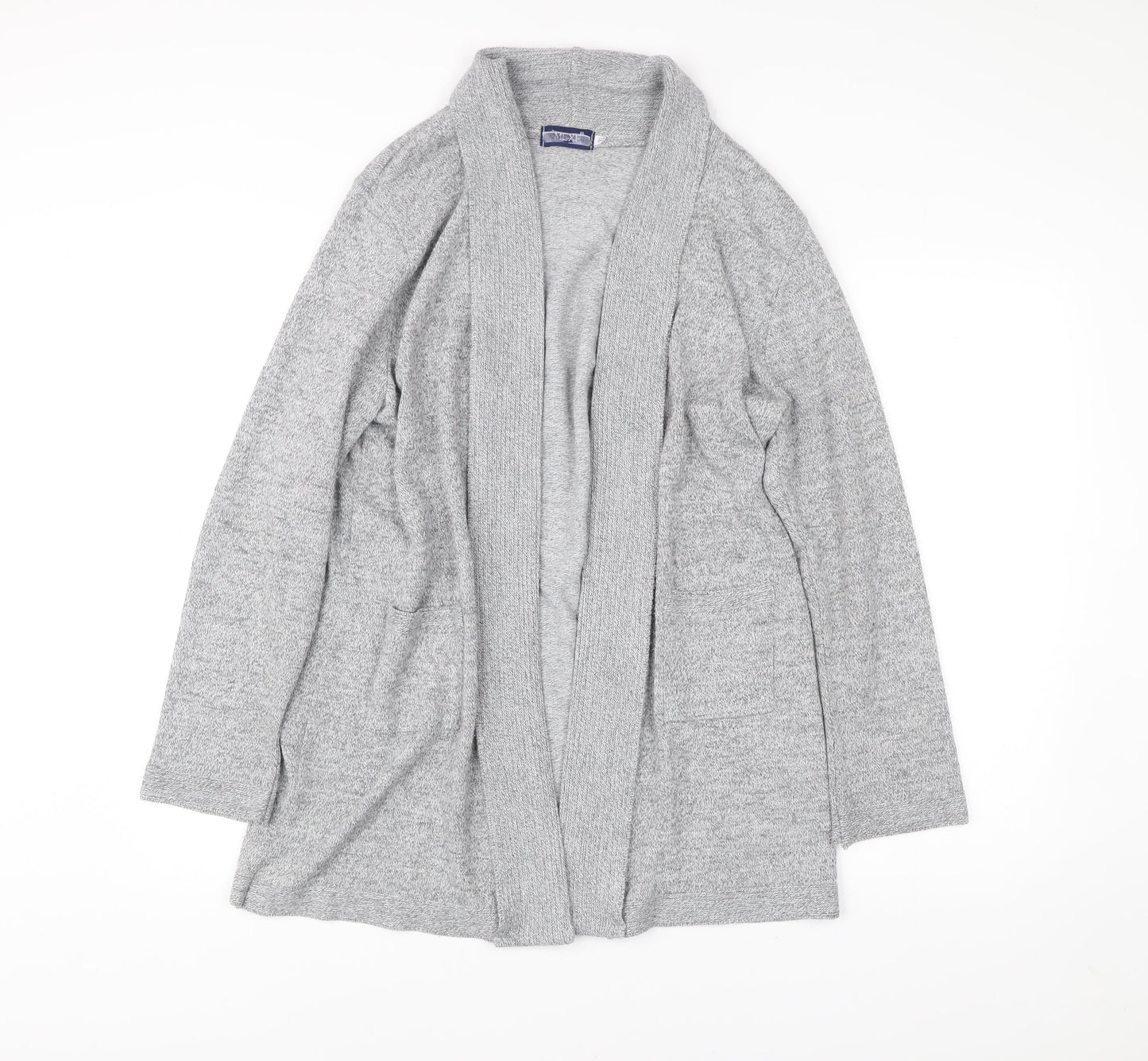 Mix El Womens Grey L Cardigan Knit Long Sleeve Open Front