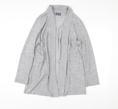 Mix El Womens Grey L Cardigan Knit Long Sleeve Open Front