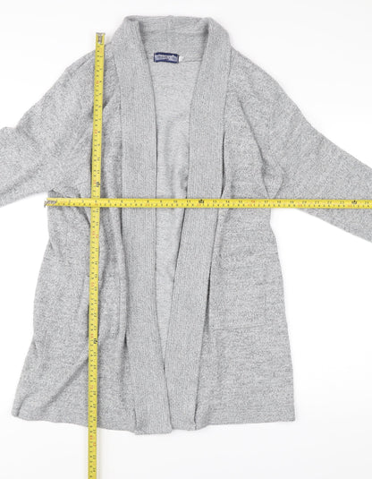 Mix El Womens Grey L Cardigan Knit Long Sleeve Open Front