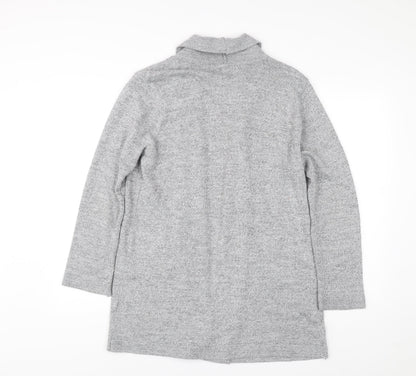 Mix El Womens Grey L Cardigan Knit Long Sleeve Open Front