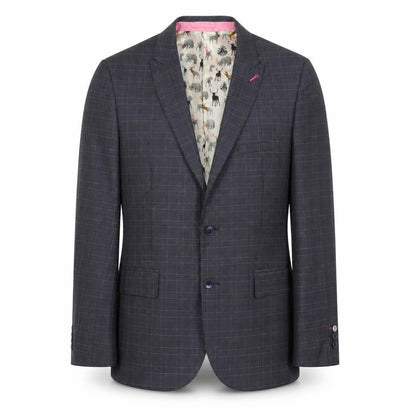Harry Brown Men's Blue Slim Fit Check Blazer Jacket 40R