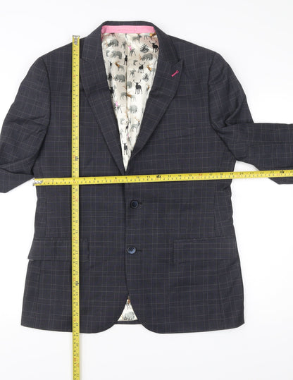 Harry Brown Men's Blue Slim Fit Check Blazer Jacket 40R